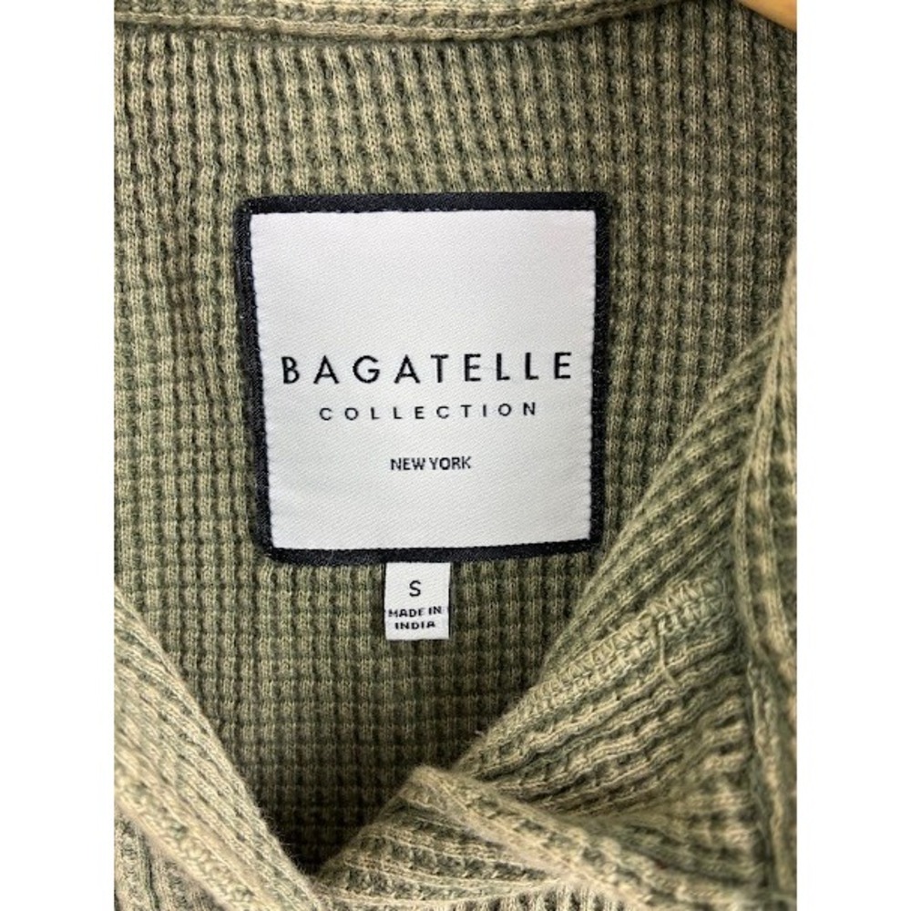 Bagatelle Collection Olive Green Waffle Knit Cropped Shacket Shirt Jacket Small - Picture 5 of 7